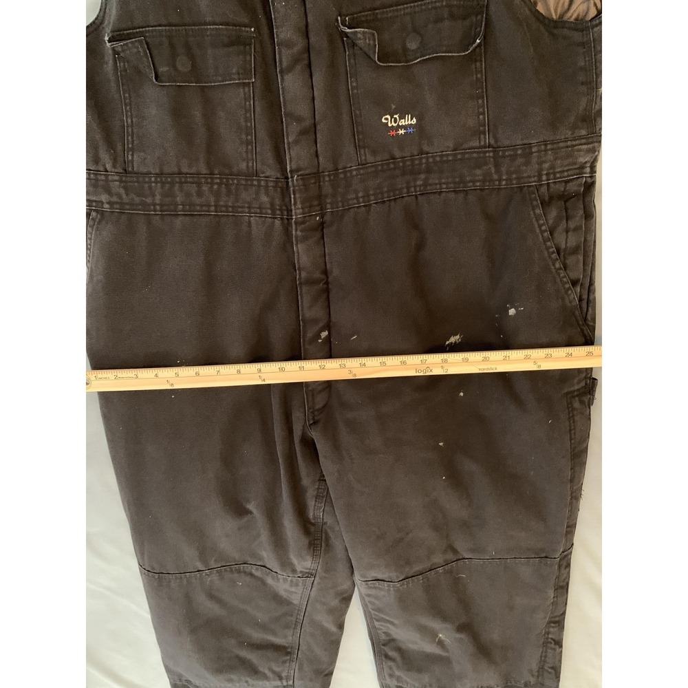 Walls Zero-Zone Bib Overalls Mens 2XL 46-48 Black Insulated Quilt Lined Workwear - Picture 6 of 12